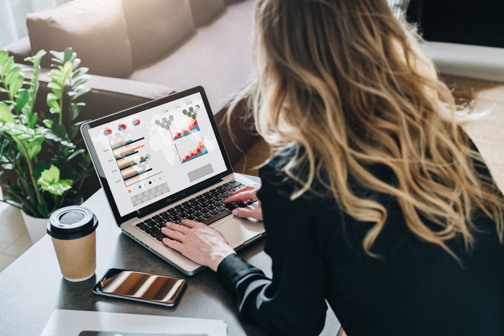 Woman researching statistics on depression in America