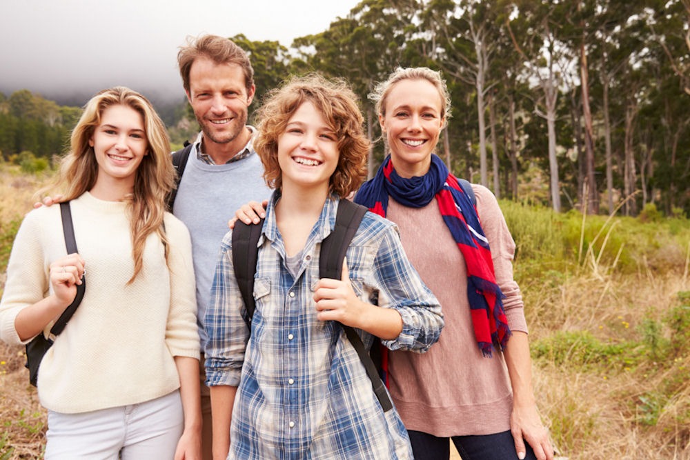 Happy family with heterosexual with one daughter and one son