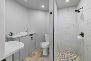 Shower in private bathroom of First Steps Recovery's Cypress Detox Center For Men